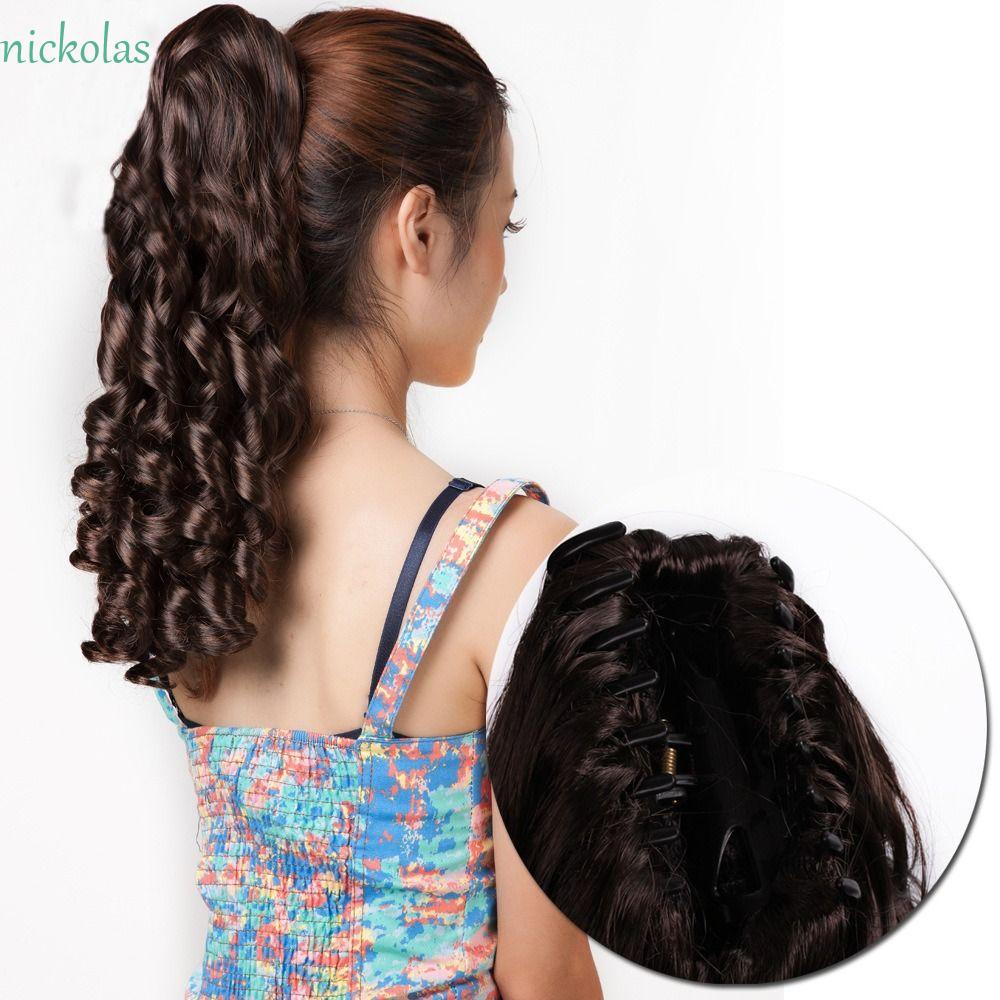 Tóc Giả Đuôi Ngựa Xoăn Dài Màu Đen Chịu Nhiệt Dành Cho Nữ