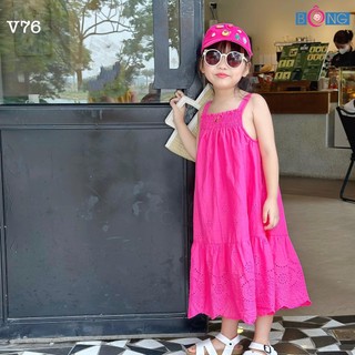 Váy maxi thêu smock nhiều màu cho bé