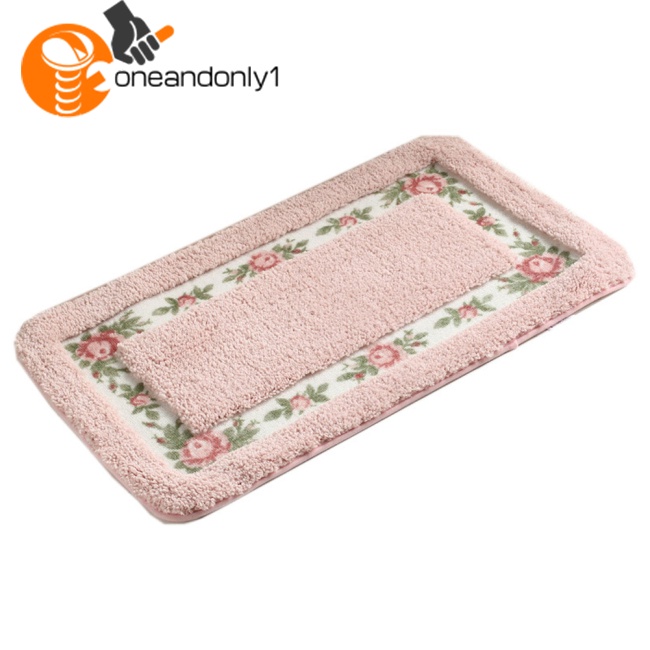 [COD] Thảm Lót Sàn Hình Chữ Nhật Thấm Hút Nước Chống Trượt Họa Tiết Hoa Hồng Phong Cách Đồng Quê