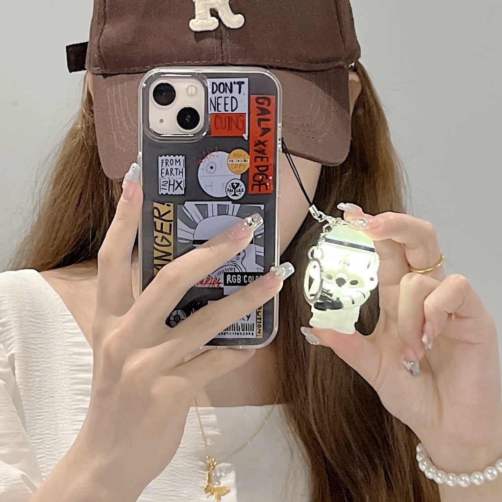 Ốp Điện Thoại imd TPU Mềm Chống Sốc Họa Tiết Nhãn Hiệu Dạ Quang Hai Mặt Màu Trắng Đen Cho iPhone 11 13 12 14 Pro Max