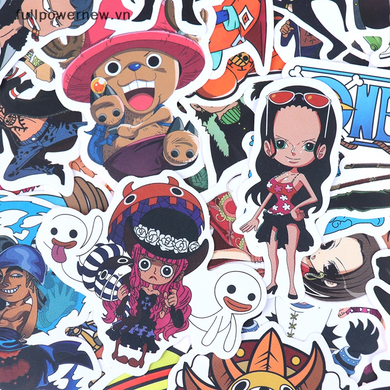 Bộ 50 Miếng Dán Trang Trí Xe Hơi / Ván Trượt / Laptop Họa Tiết Hoạt Hình One Piece Luffy Dễ Thương