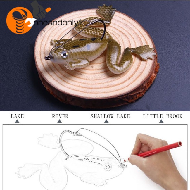 Set 4 Mồi Giả Nhử Cá Ếch Bằng Nhựa Mềm 6cm / 5g Gắn Kèm Móc Câu Tiện Dụng