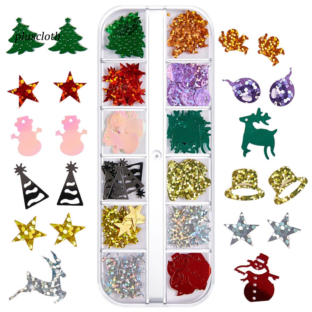 1 Hộp Phụ Kiện Trang Trí Móng Tay Nghệ Thuật Tạo Hiệu Ứng 3D Siêu Mỏng Phong Cách Giáng Sinh Cho Nữ