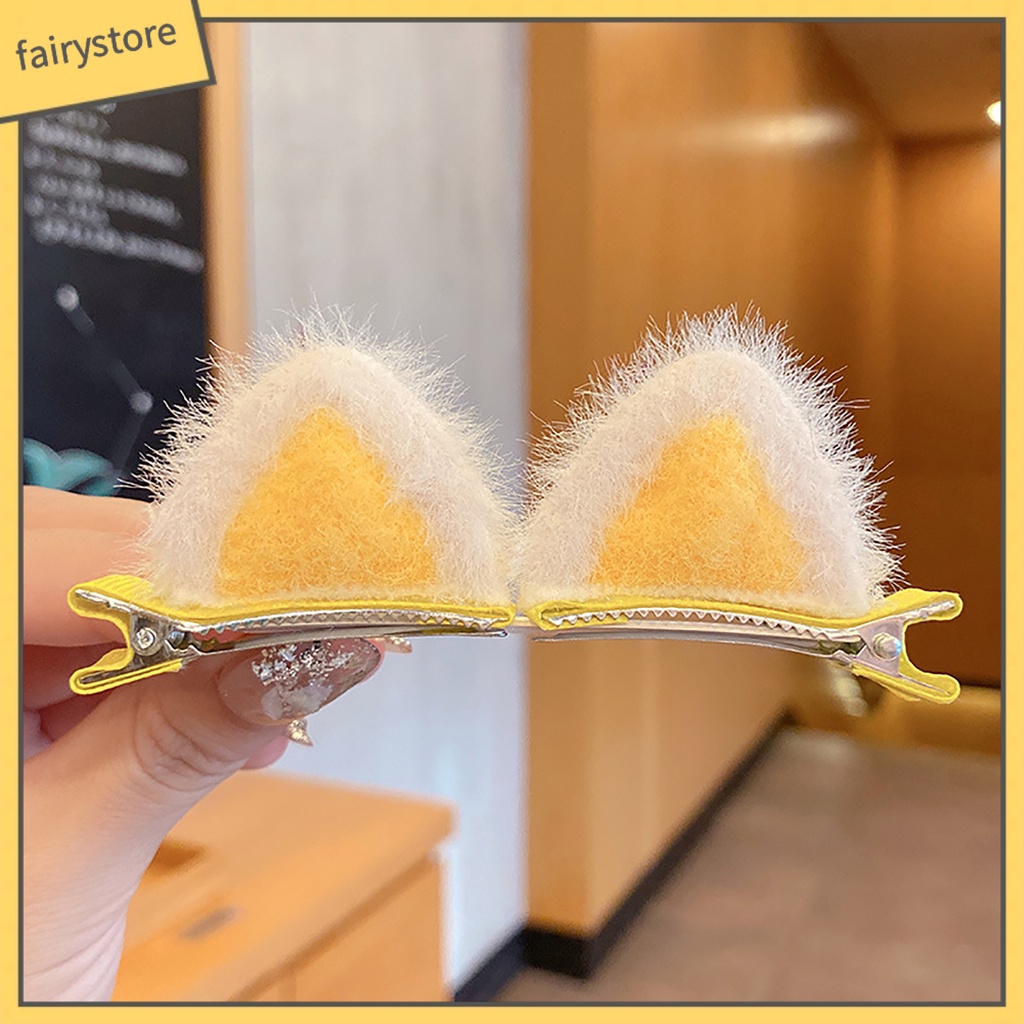 Set 10 Kẹp Tóc Hình Tai Mèo Có Răng Nhỏ Co Giãn Chống Trượt Màu Sắc Tương Phản Trang Trí Biểu Diễn Cho Bé Gái