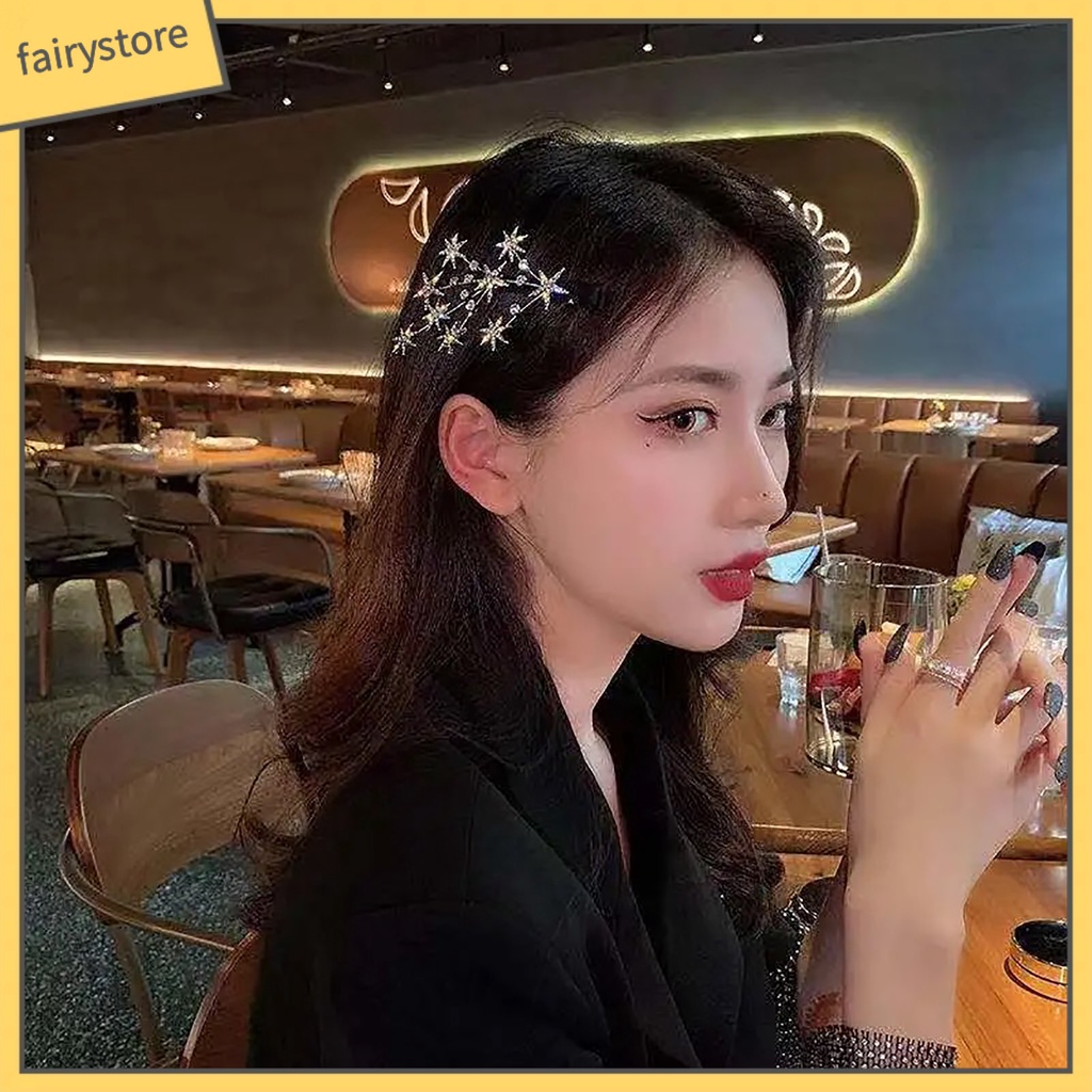 Kẹp Tóc Hình Ngôi Sao Màu Vàng / Bạc Đính Đá Sang Trọng Cho Nữ