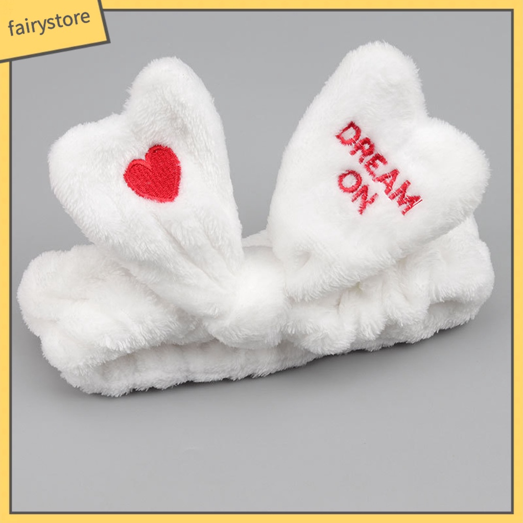 Băng Đô Cài Tóc Co Giãn Thêu Chữ / Trái Tim Thoải Mái Khi Rửa Mặt Cho Nữ