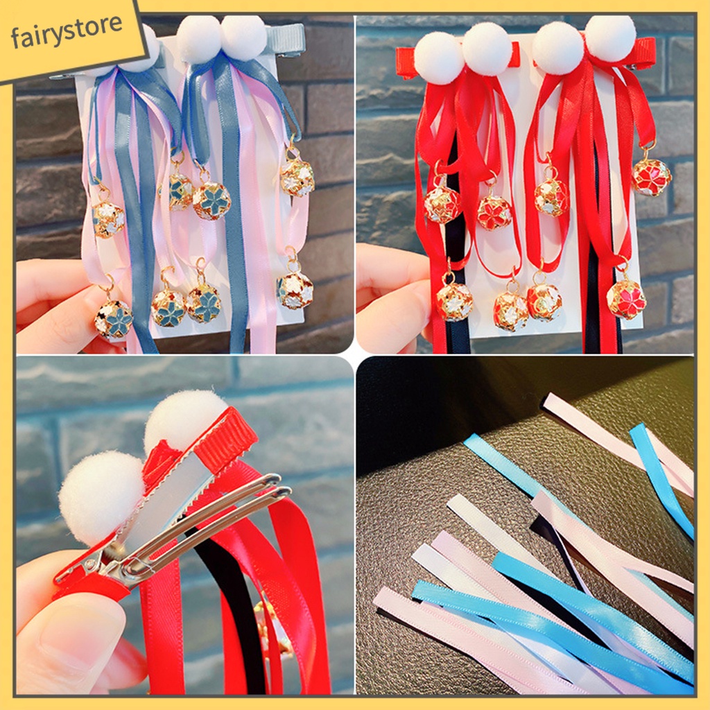 1 Cặp Kẹp Tóc Tua Rua Phong Cách Trung Hoa Cổ Điển Mừng Năm Mới Cho Bé Gái