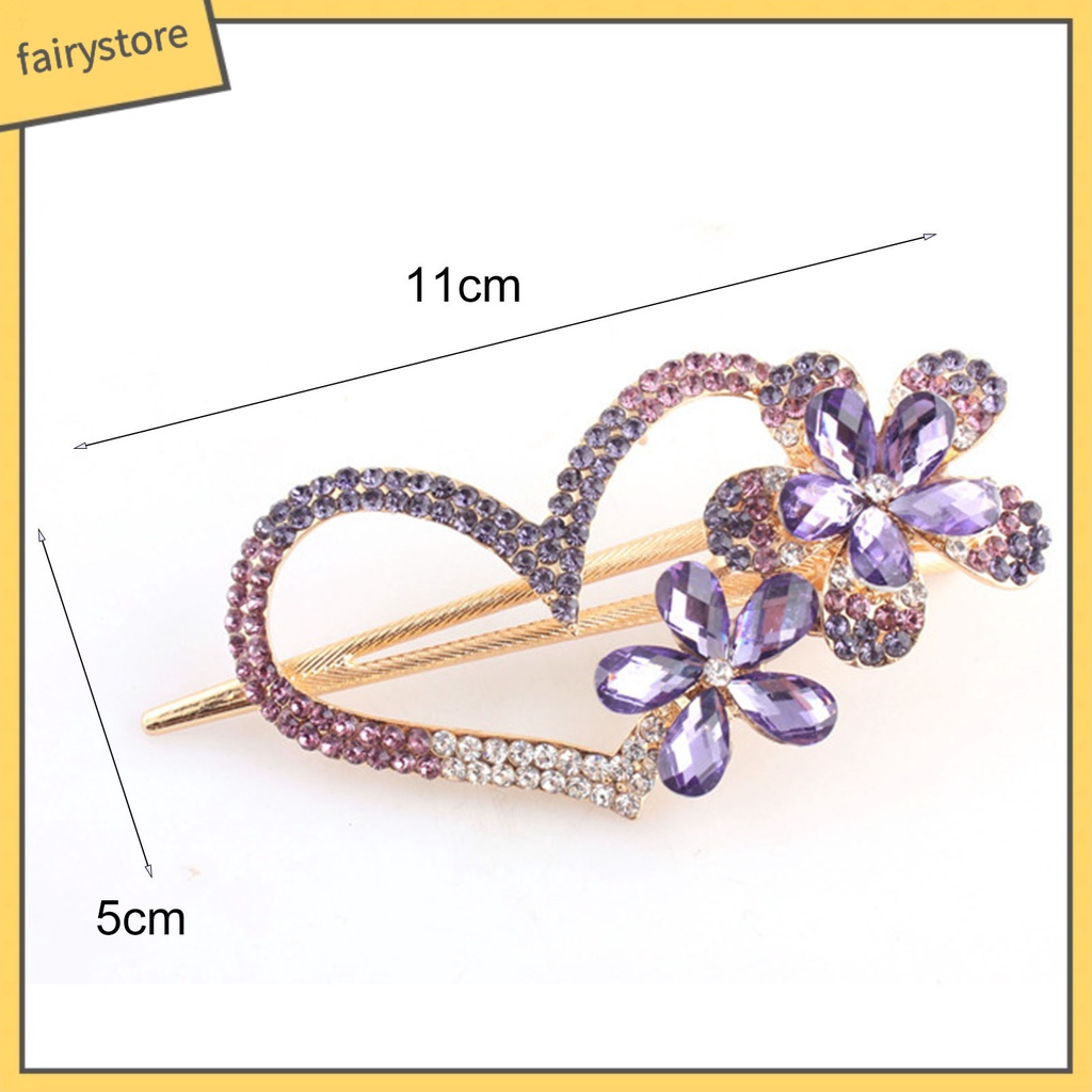 Kẹp Tóc Hình Hoa / Trái Tim Đính Đá Lấp Lánh Phong Cách Vintage