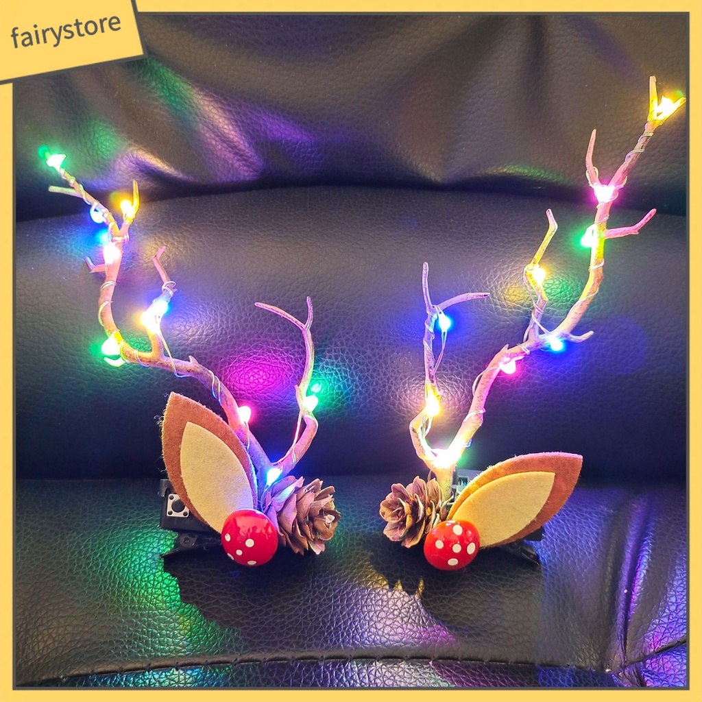 1 Cặp Kẹp Tóc Hình Nhánh Cây Thông Giáng Sinh Phát Sáng Độc Đáo