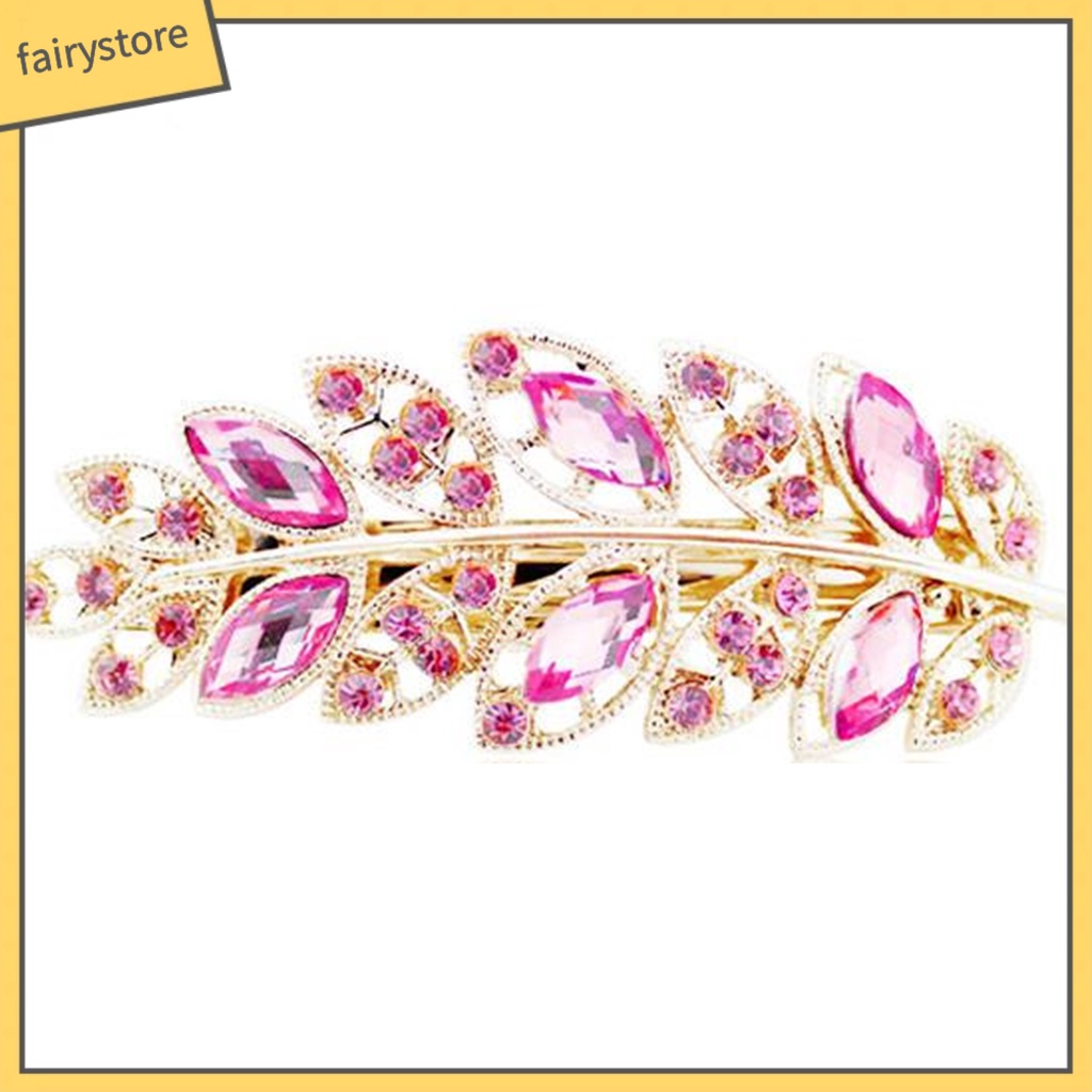 Kẹp Tóc Hợp Kim Hình Chiếc Lá Đính Đá Pha Lê Thời Trang Cho Nữ