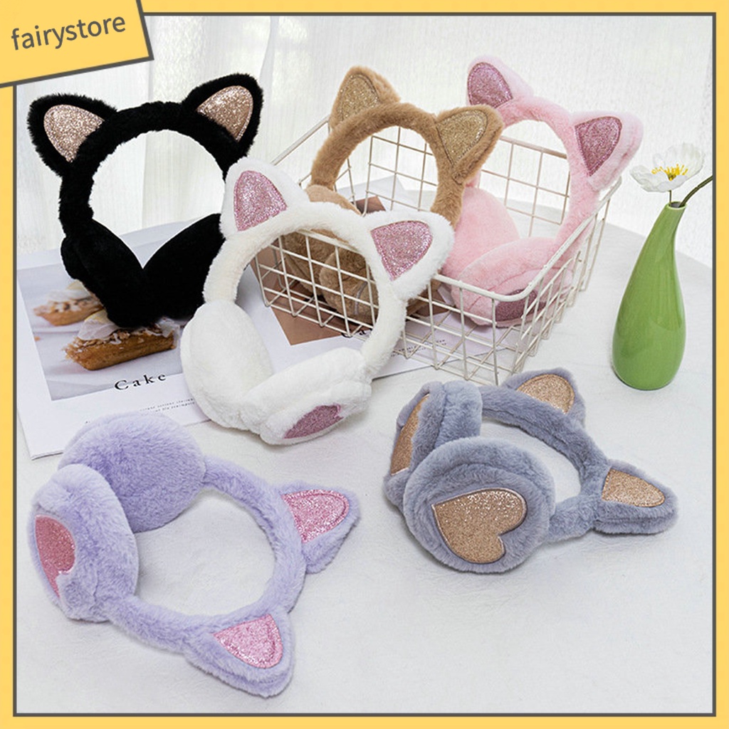 Chụp Tai Giữ Ấm Mùa Đông Bằng Lông Nhung Mềm Mại Họa Tiết Trái Tim Phong Cách Hàn Quốc