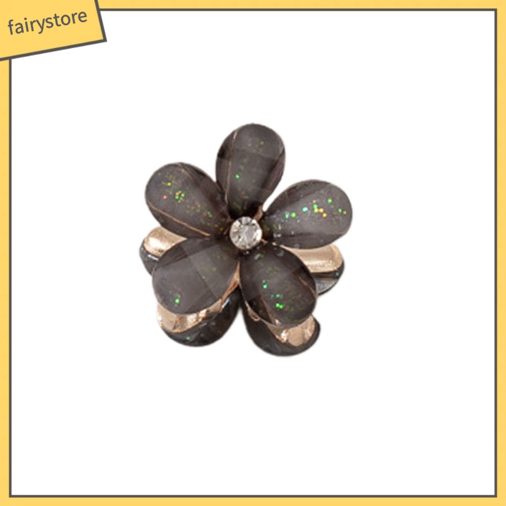 Set 2 Kẹp Tóc Kim Loại Hình Hoa Đính Đá Màu Sắc Tươi Sáng