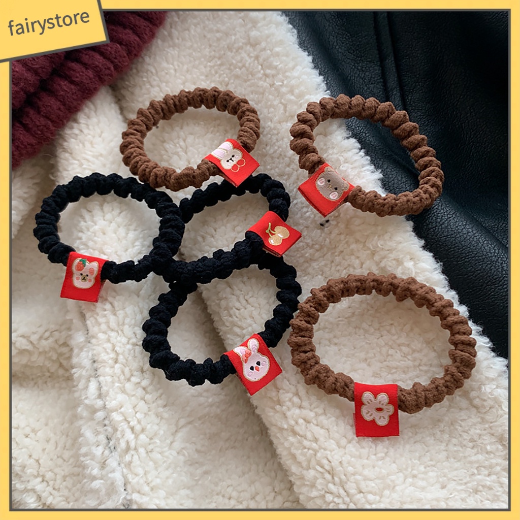 Bộ 2 Dây Cột Tóc Co Giãn Chống Trượt Hình Thỏ Xinh Xắn