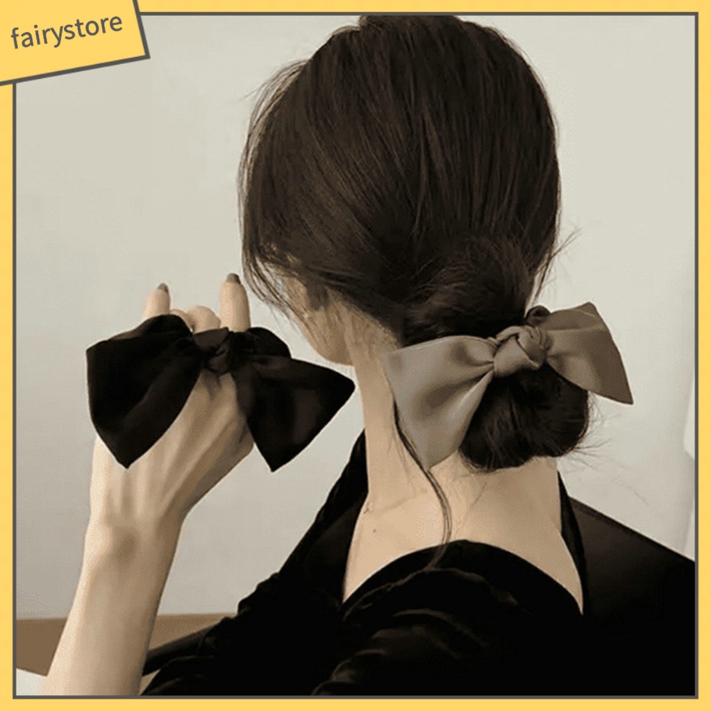 Dây Buộc Tóc Co Giãn Chống Trượt Màu Trơn Thắt Nơ Xinh Xắn Giá Đỡ