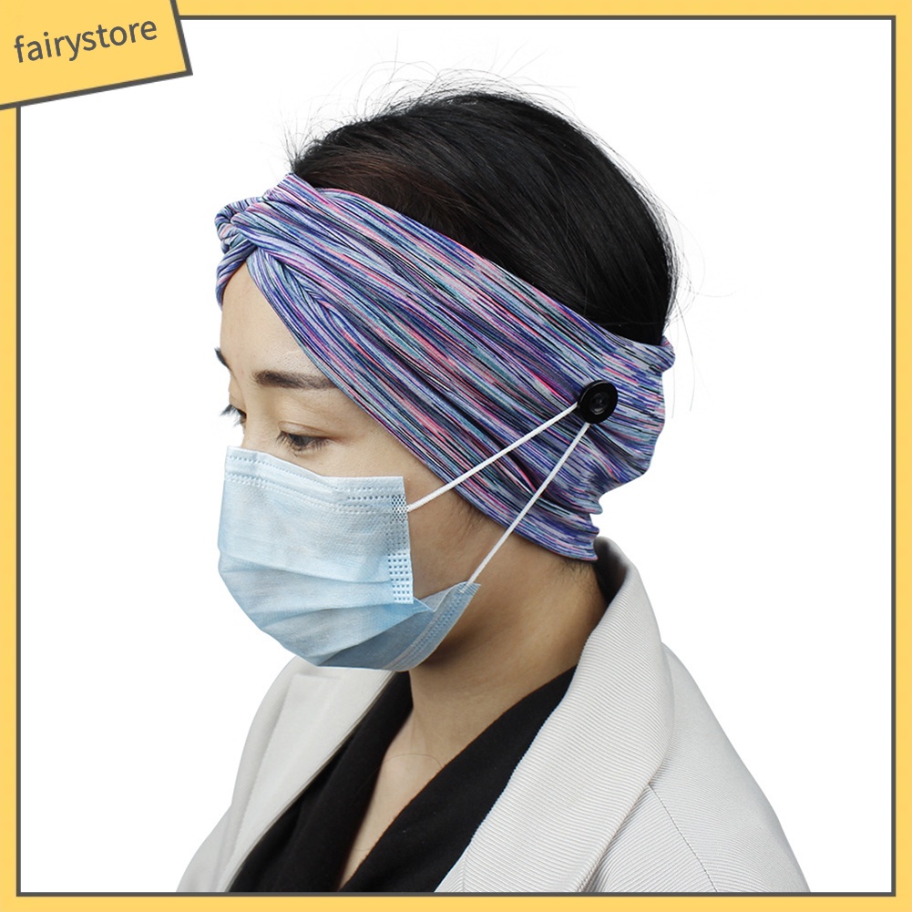 Set 2 Băng Đô Cài Tóc Thể Thao Bảo Vệ Tai Phối Nút Chéo Cho Nữ