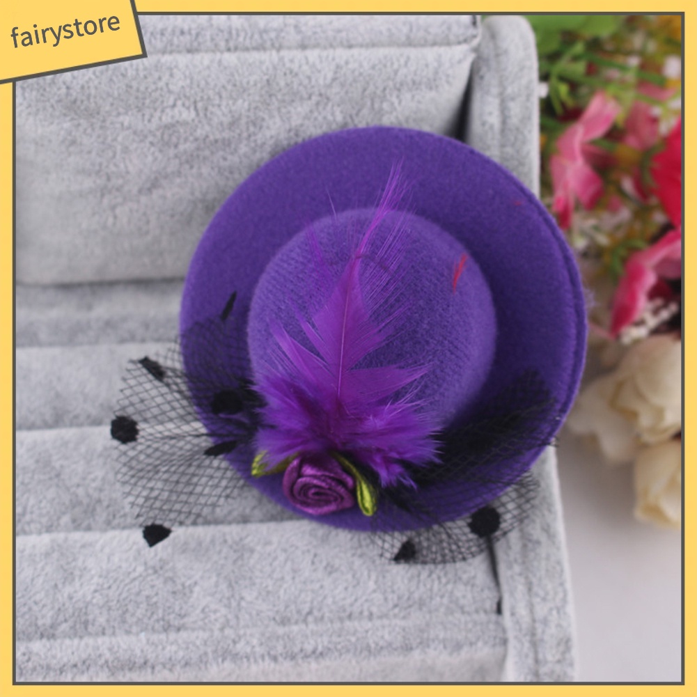 Set 6 Kẹp Tóc Hình Nón Vành Nhỏ Phối Mạng Che Mặt Cho Bé Gái