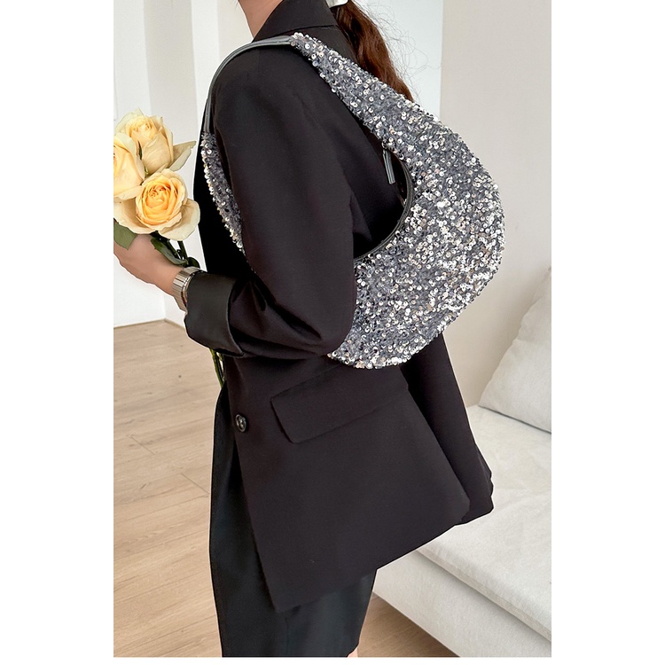 Túi Đeo Vai Chữ U Đính Kim Sa Lấp Lánh Thời Trang Cho Nữ