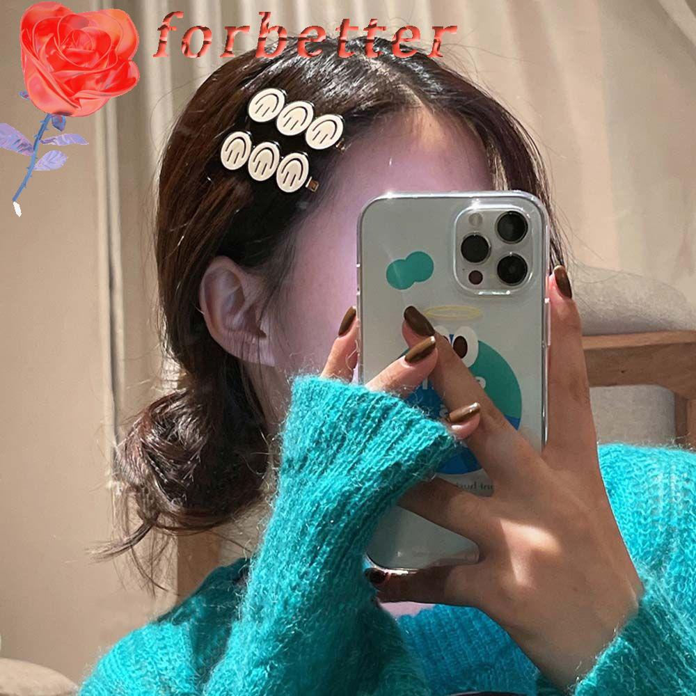 Kẹp Tóc Hình Học / Mặt Cười / Kẻ Sọc Không Để Lại Dấu Vết Cho Nữ