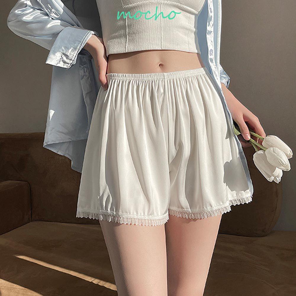 Quần Short Vải Lụa Satin Không Đường May Dáng Rộng Thời Trang Cho Nữ