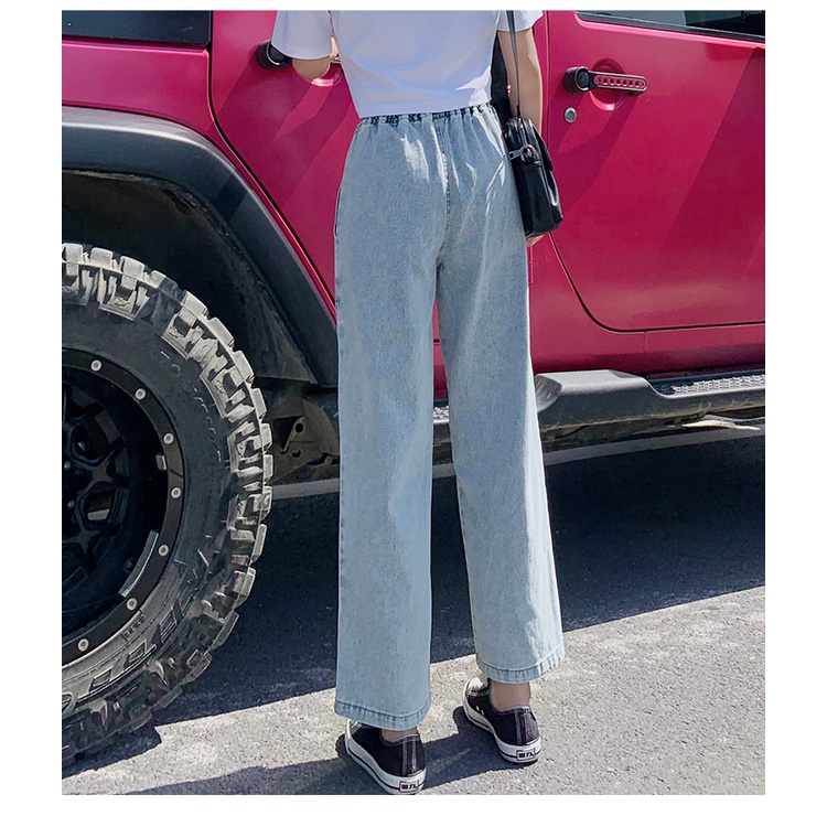 Hàng Mới Về Quần Jeans Denim Cotton Lưng Thun Ống Suông Dây Rút Dành Cho Nữ Plus Size S-5xl 2023