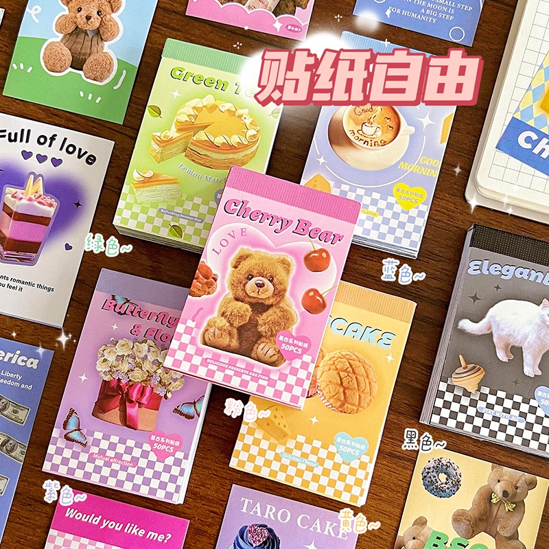 Set 50 Sticker Dán Trang Trí Sổ Tay Phong Cách Retro