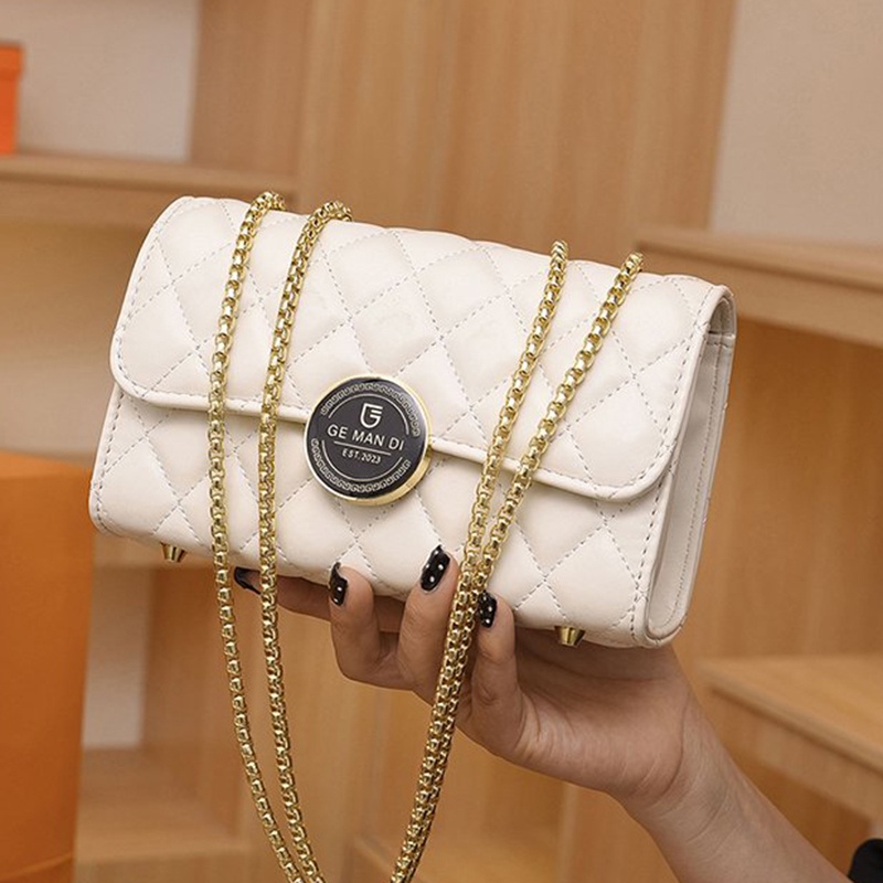 Túi Đeo Chéo Hình Vuông Cỡ Nhỏ Phối Dây Đeo Sợi Xích Thời Trang Cho Nữ