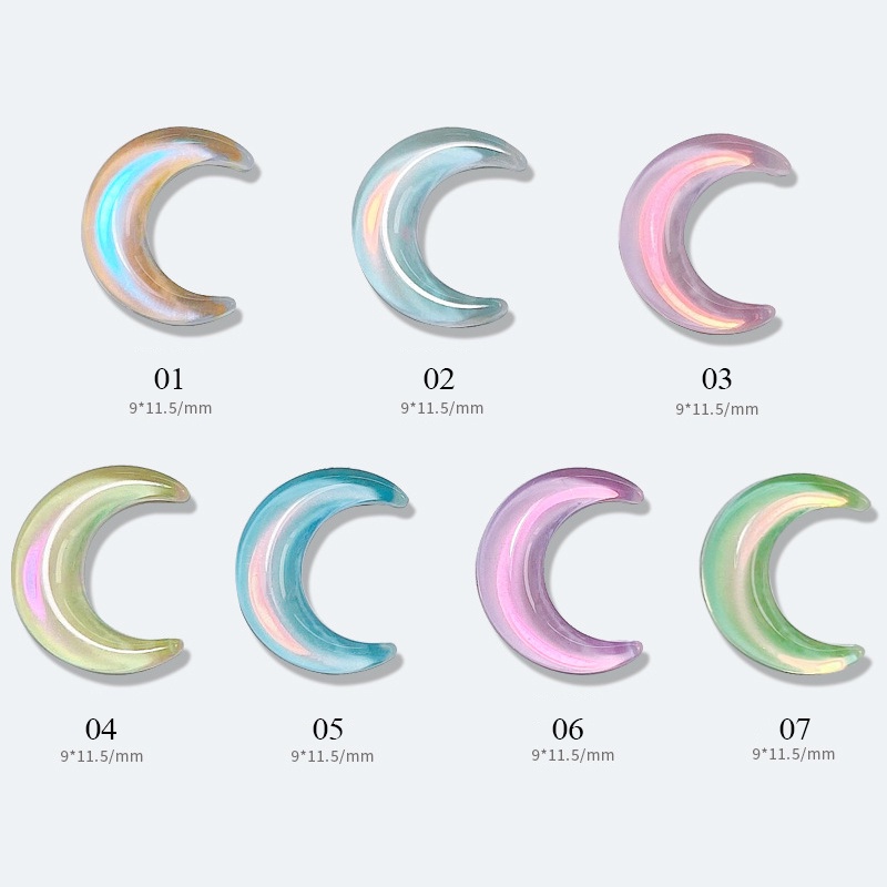 UR SUGAR 10 Miếng Viên Đá Acrylic 3D Hình Trăng Sao Trái Tim Trang Trí Móng Nghệ Thuật DIY