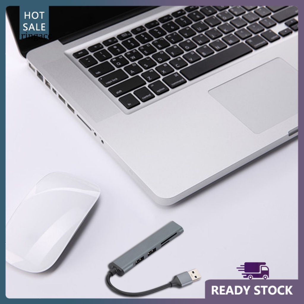 Hub Hai Cổng USB 2.0 Bằng Kim Loại Kèm Khe Đọc Thẻ Nhớ