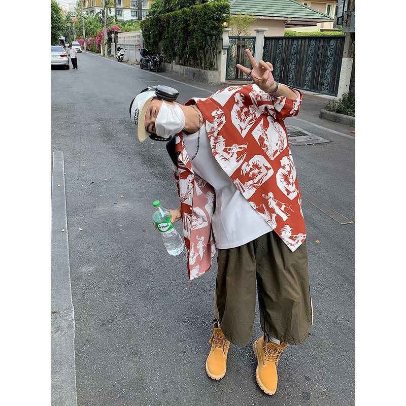 Toàn Bộ Áo Sơ Mi Ngắn Tay Thoáng Khí In Họa Tiết Hoa Phong Cách Hip Hop Mỹ Thời Trang Mùa Hè Cho