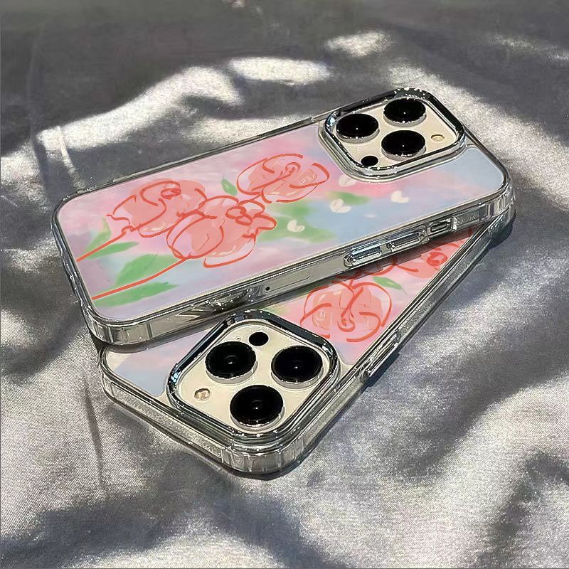 ✅Ốp Điện Thoại Mềm Chống Sốc Họa Tiết Hoa Hồng Sơn Dầu Cho Iphone 13Plus / 8max 11 1214Pro 7 4MMS