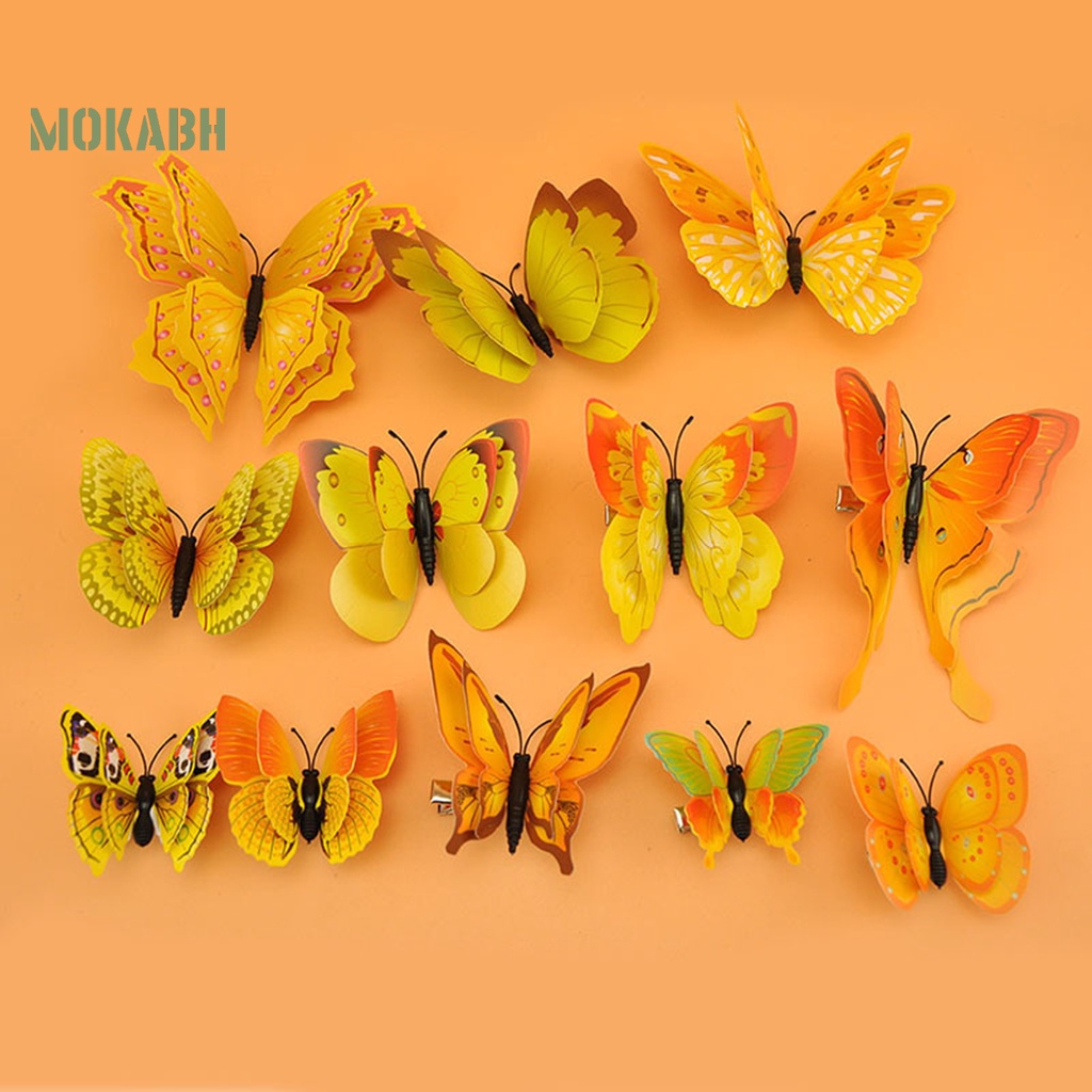 [Mok Abh] 12 Kẹp Tóc Hình Bướm Phong Cách Bohemia Chống Rỉ Sét