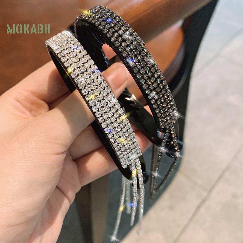 [Mok Abh] Kẹp Tóc Đuôi Ngựa Đính Kim Cương Giả Lấp Lánh Chống Trượt Phong Cách Hàn Quốc