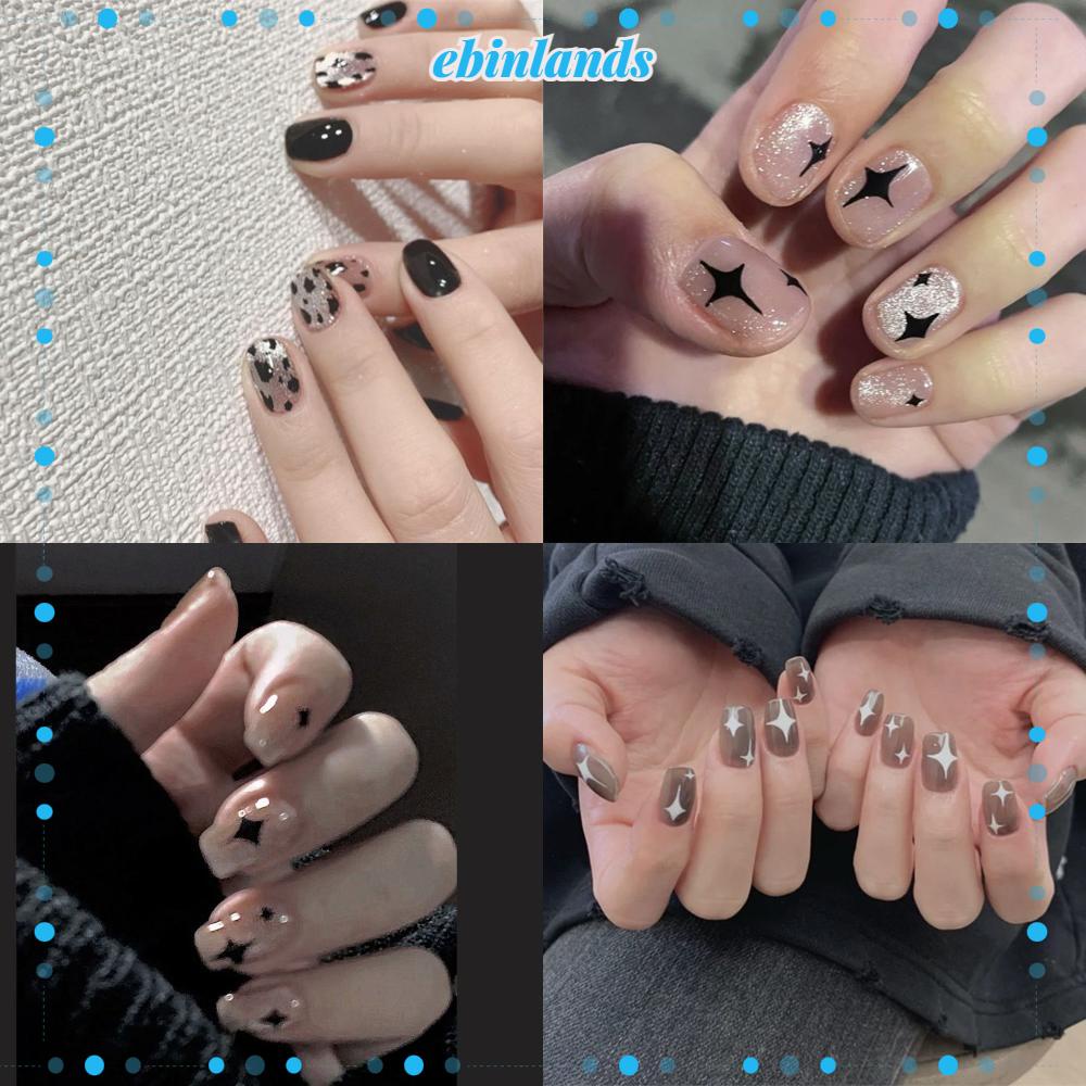 Hộp 24 Móng Tay Giả Ngắn / Tròn / Vuông Che Phủ Toàn Diện Thời Trang