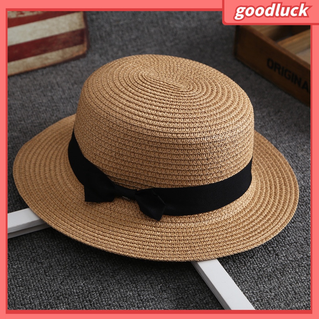 Nón Tai Bèo Vành Rộng Bằng Cói Mỏng Đính Nơ Thời Trang Cho Nữ