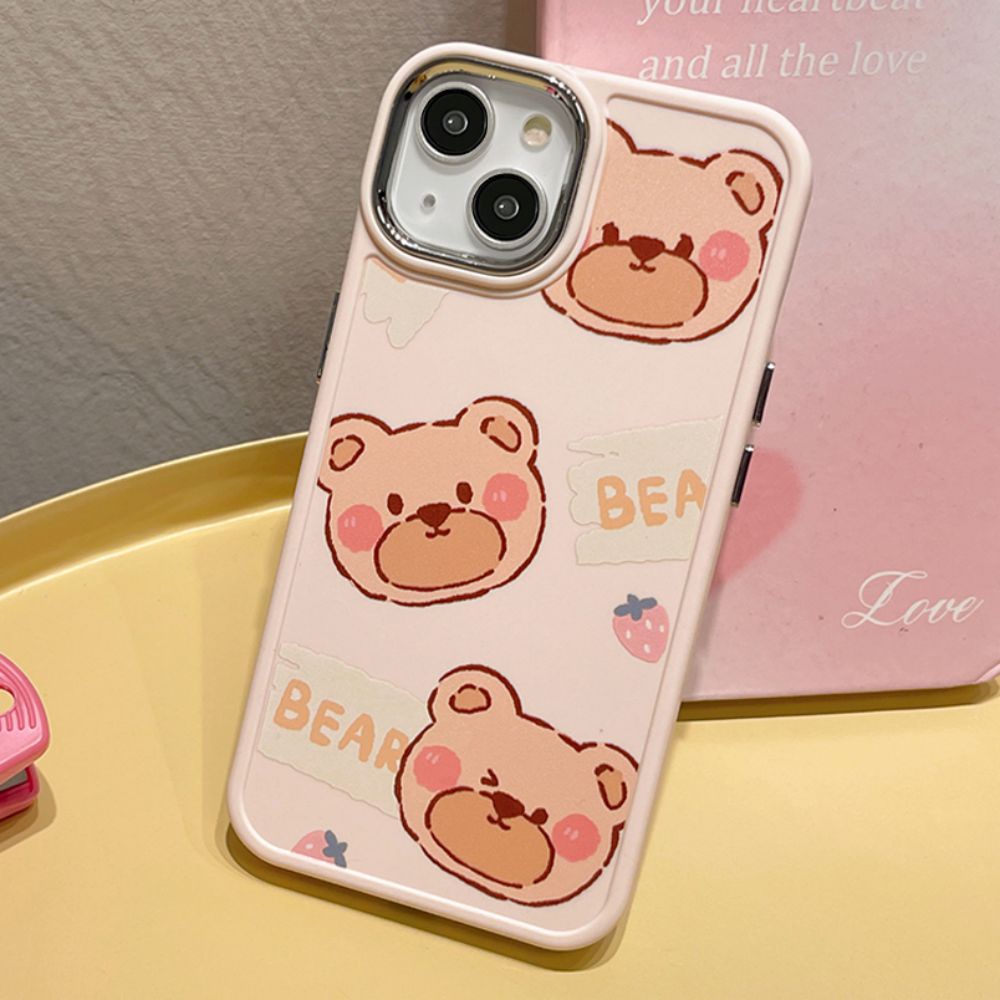 Ốp Điện Thoại TPU Mềm Chống Sốc Mạ Điện In Hình Gấu Bánh Donut Cho IPhone 11 14 13 12 Pro Max