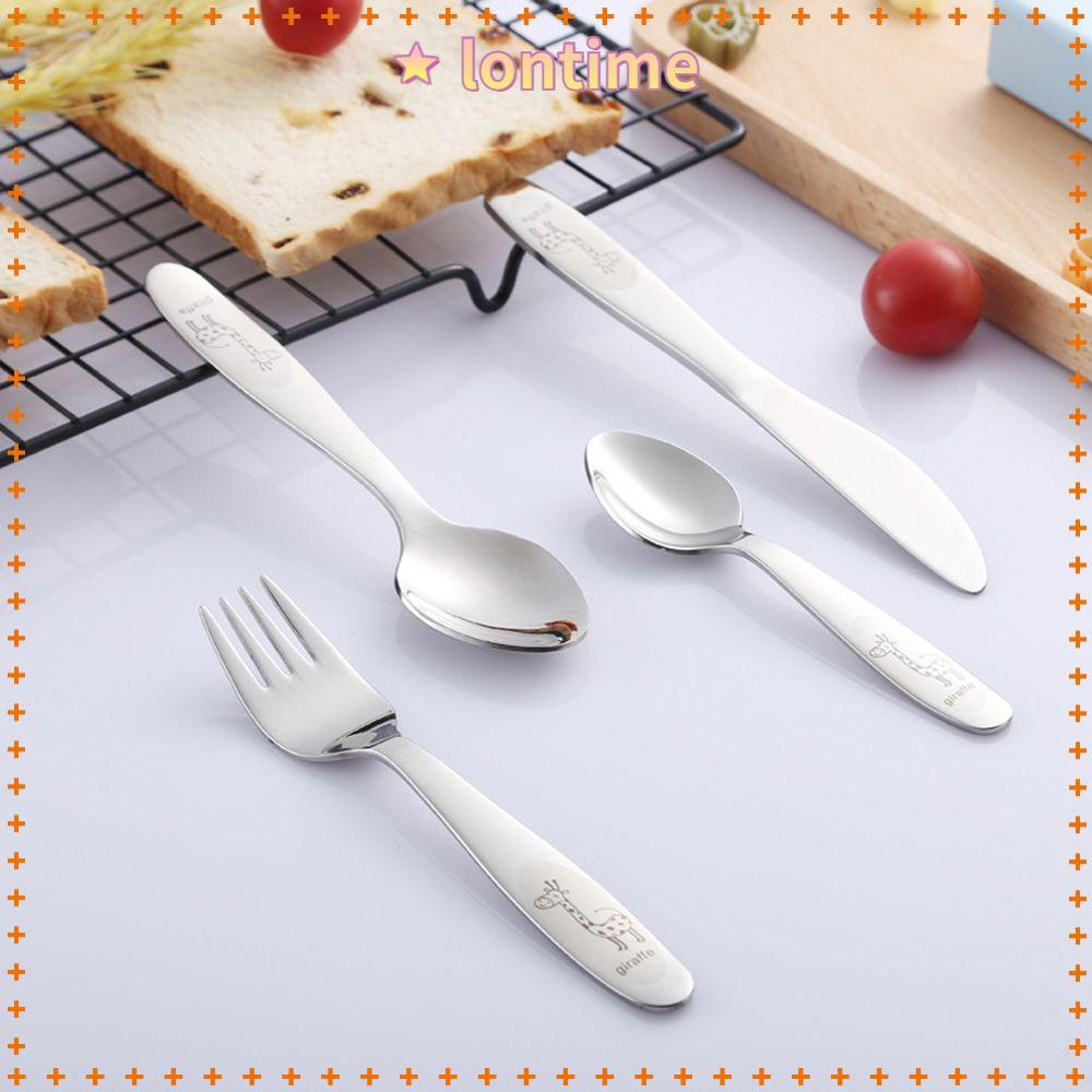 Bộ 4 Dụng Cụ Ăn Bằng Thép Không Gỉ Cho Bé