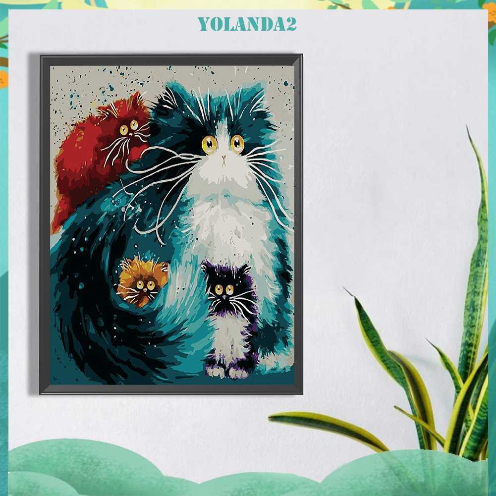 Tranh Đính Đá Kim Cương Toàn Bộ 5D DIY Hình Vẽ Mèo Trang Trí Nhà Cửa