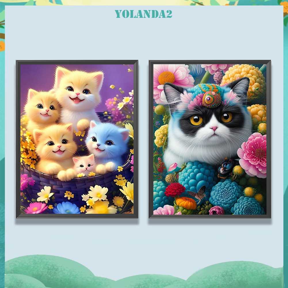 Tranh Đính Đá Kim Cương Toàn Bộ 5D DIY Hình Vẽ Mèo Trang Trí Nhà Cửa