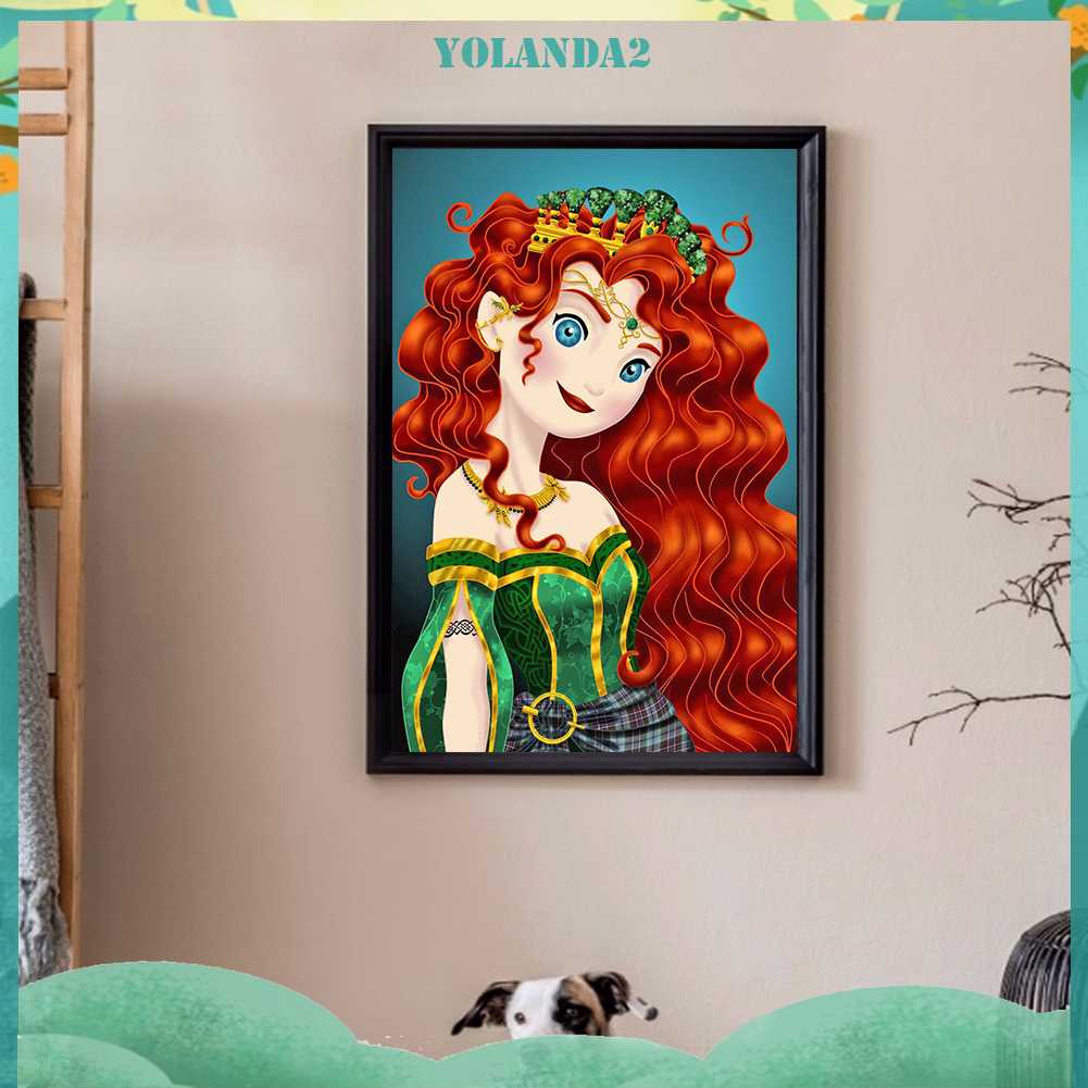 Tranh Đính Đá Kim Cương Toàn Bộ 5D DIY Hình Vẽ Công Chúa Merida