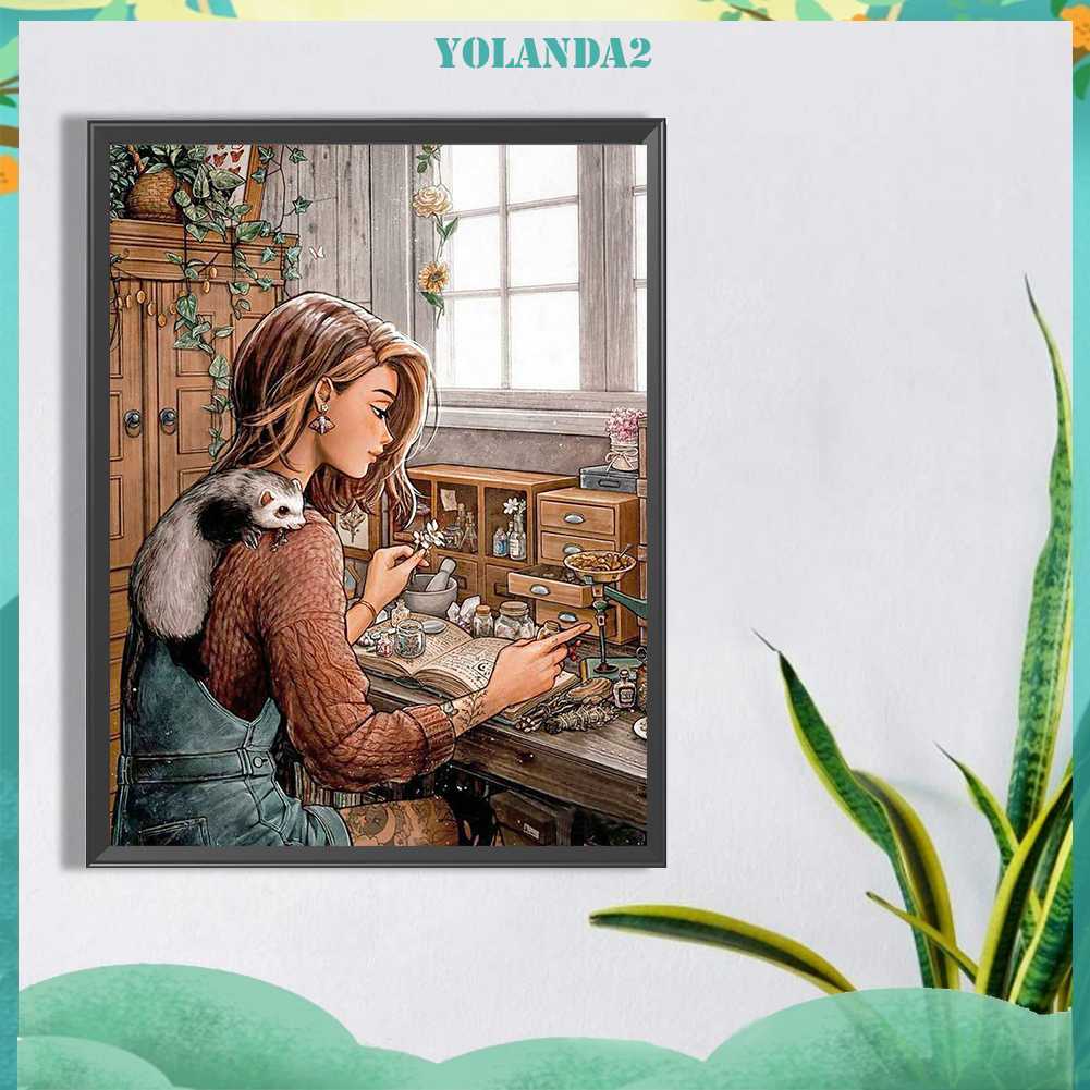 Tranh Đính Đá Kim Cương Toàn Bộ 5D DIY Hình Vẽ Cô Gái Trang Trí Nhà Cửa