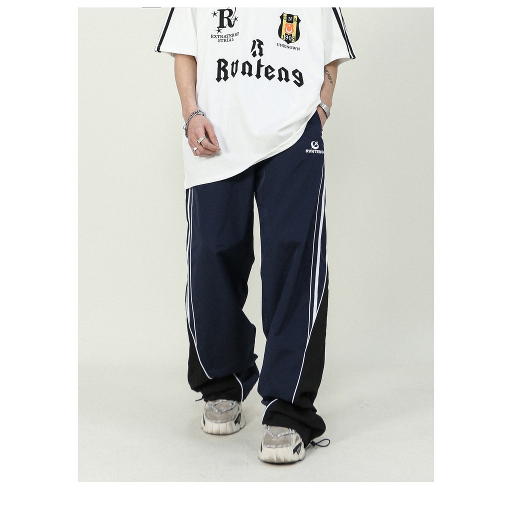 Quần Dài Thể Thao Dáng Rộng Phối Màu Sắc Bắt Mắt Phong Cách Retro