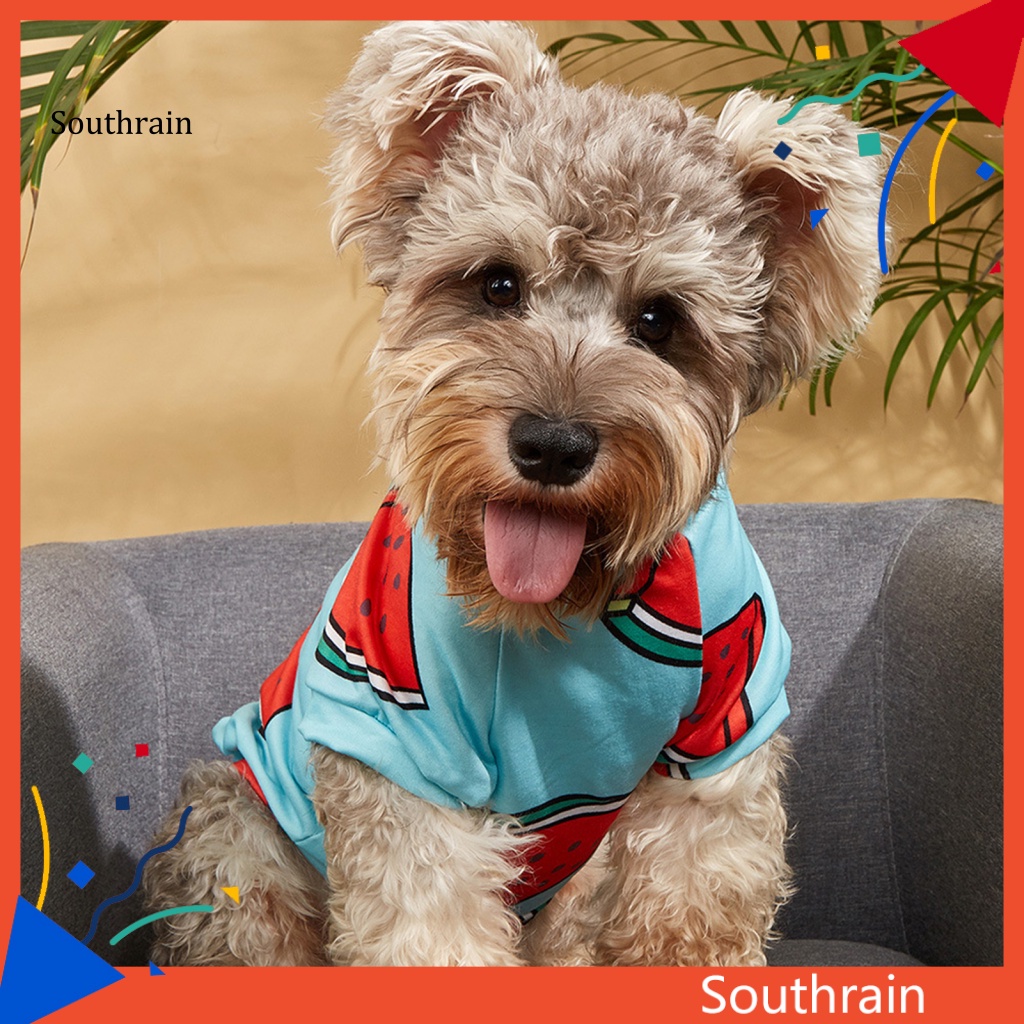 Áo Thun Bằng Polyester Chống Nhăn Thoáng Khí In Họa Tiết Trái Cây Cho Thú Cưng