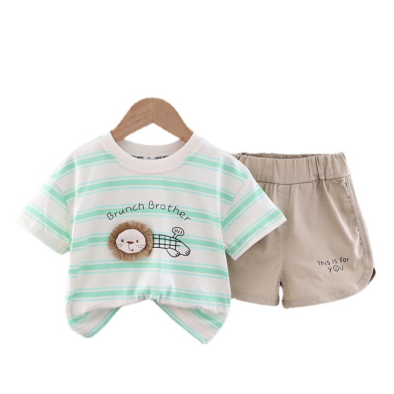 Set Áo Thun Sọc Ngang & Quần Short Cho Bé Trai