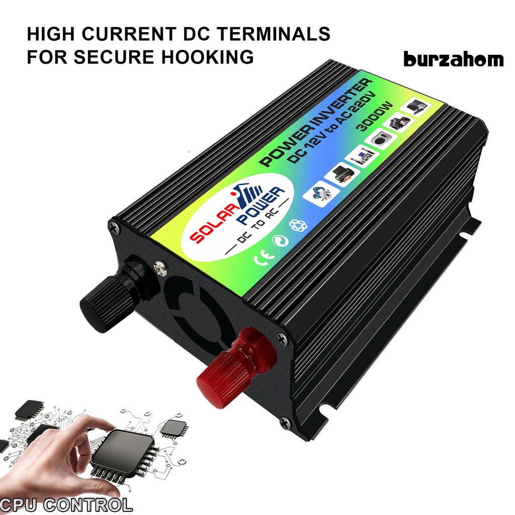 Bộ Chuyển Đổi Nguồn Điện 3000W DC 12V Sang AC 110V Hai Cổng USB Cho Xe Hơi