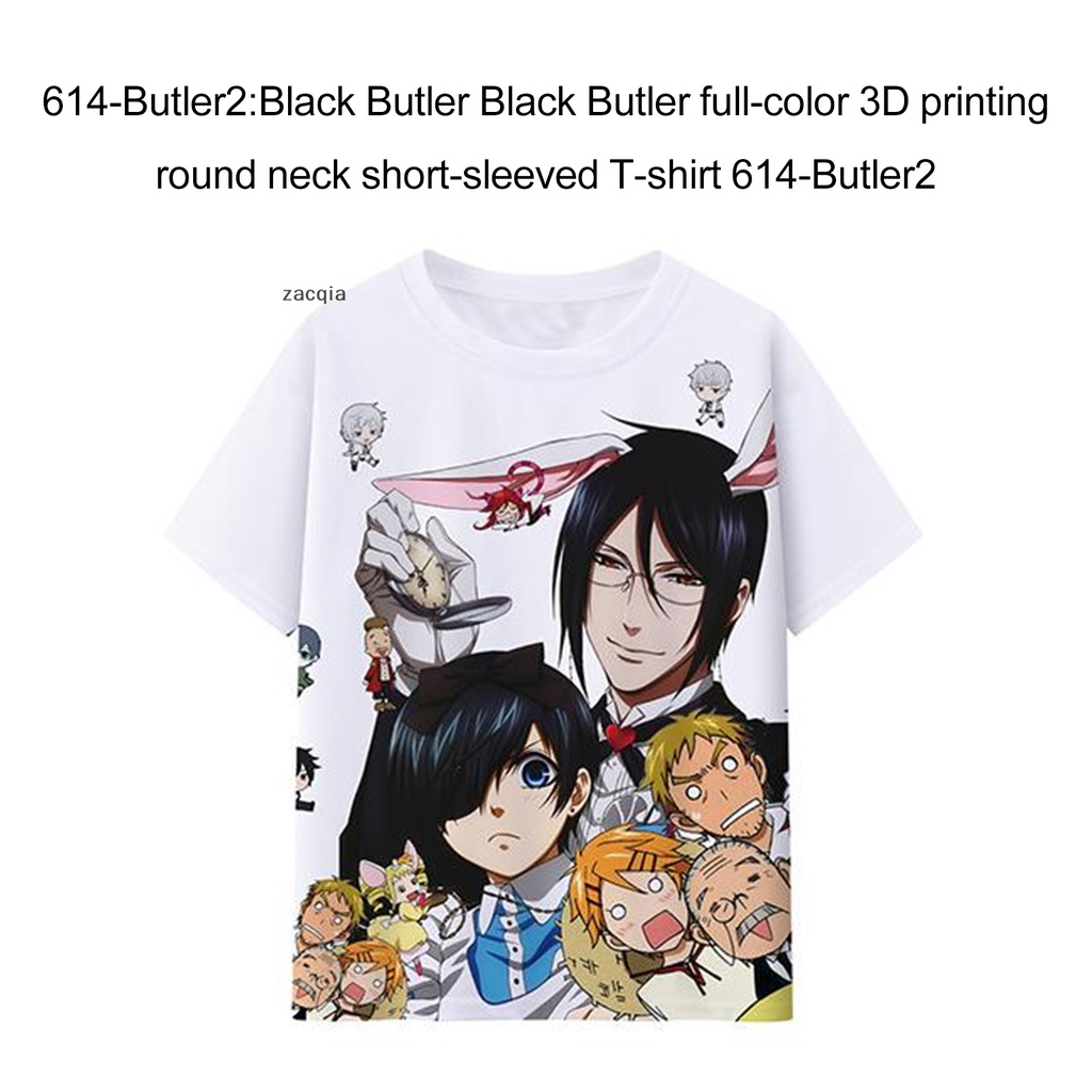 Áo Thun Đen Tay Ngắn Cổ Tròn In Hình Hắc Quản Gia 3D Vn VN VN