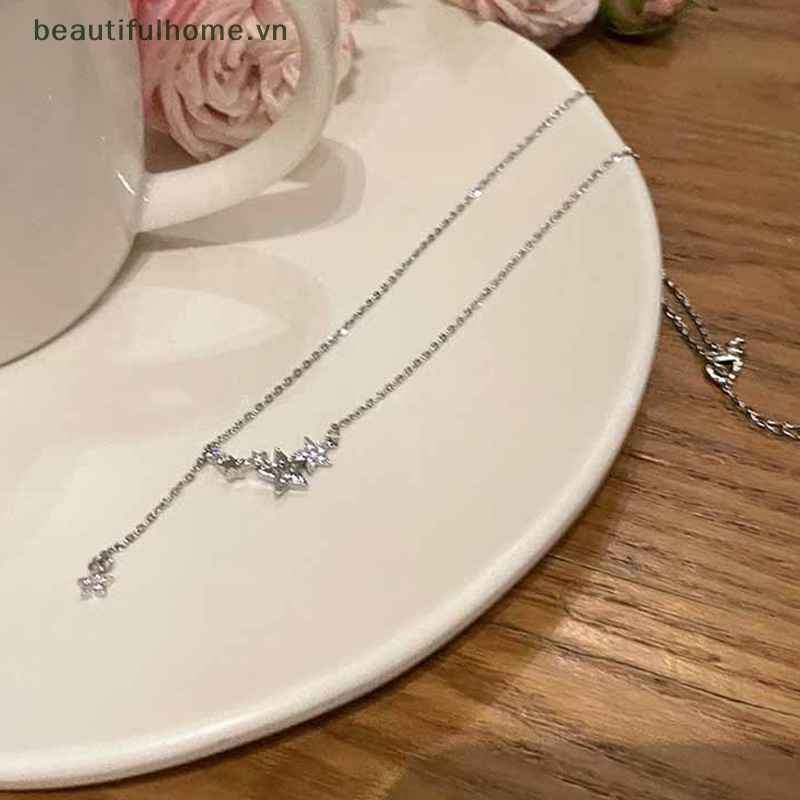 [beautifulhome] Vòng Cổ Tua Rua Màu Bạc Tinh Tế Hình Trăng Sao Phụ Kiện Trang Sức Làm Đẹp Cho Nữ [beauty]
