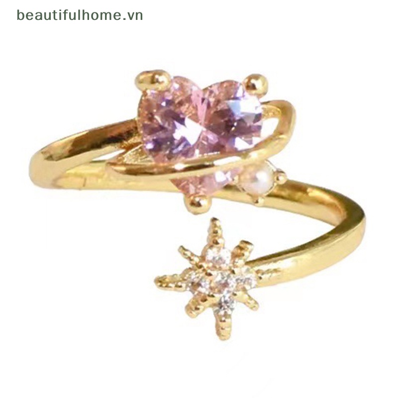 Nhẫn Hình Trái Tim Đính Đá Zircon Thời Trang Phong Cách Punk Gothic Cho Nữ