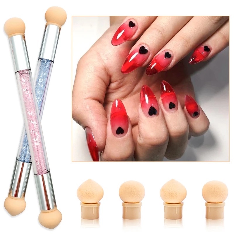 Cọ Hai Đầu Xốp Và Hạt Cườm Đá Trang Trí Móng Tay Nghệ Thuật