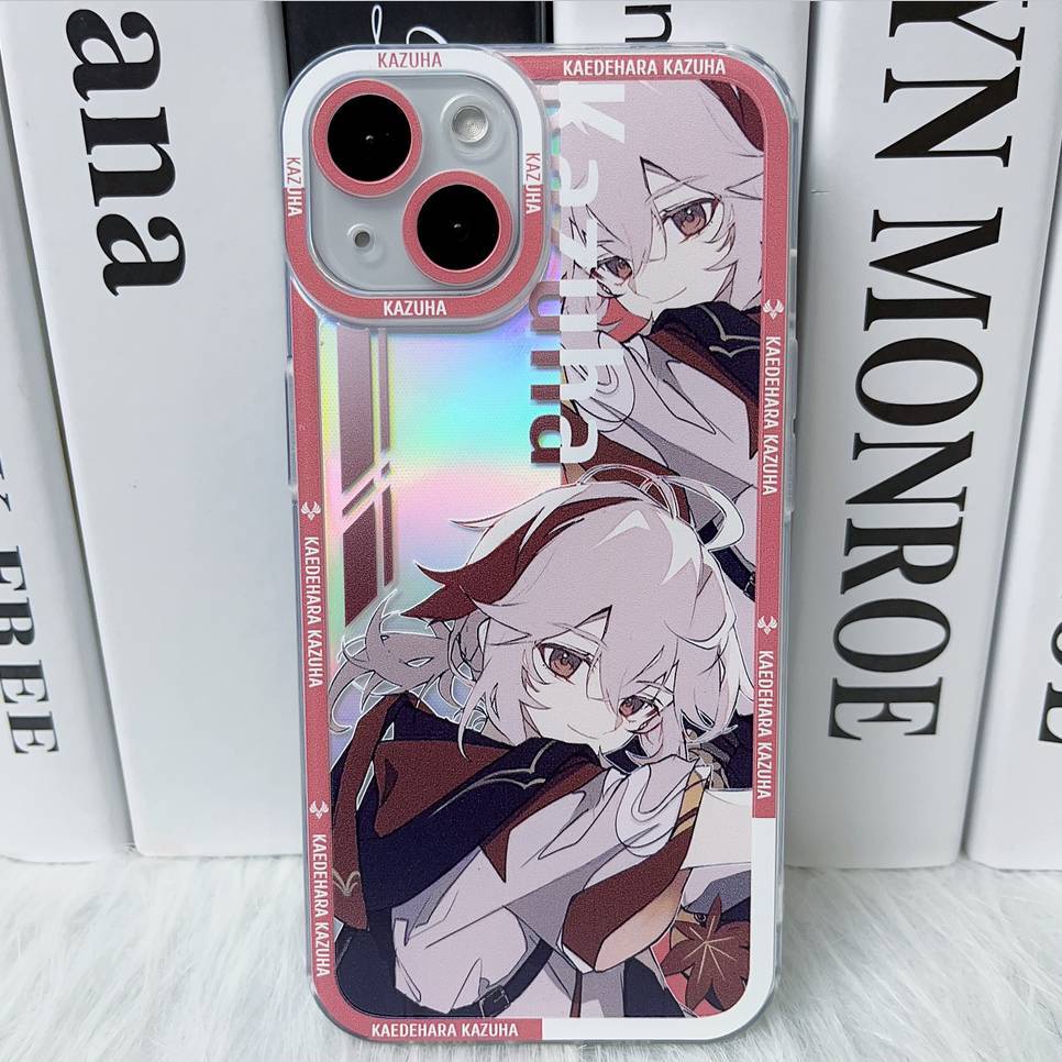 Genshin impact Kaedehara Kazuha Transparent Laser Case for iPhone 14 13 12 11 pro promax x xs xsmax xr 7 8 plus