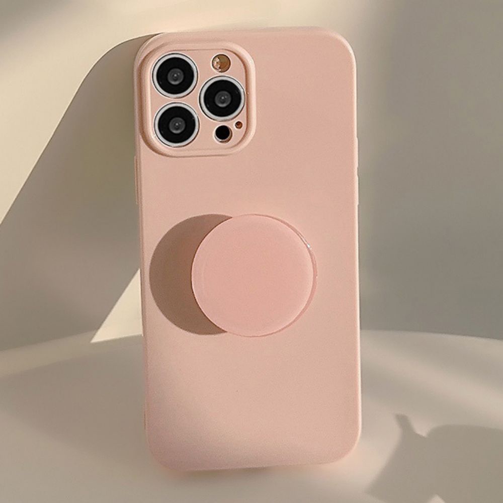 Ốp Điện Thoại TPU Mềm Chống Sốc Màu Trơn Có Giá Đỡ Tròn Cho IPhone 11 14 13 12 Pro Max